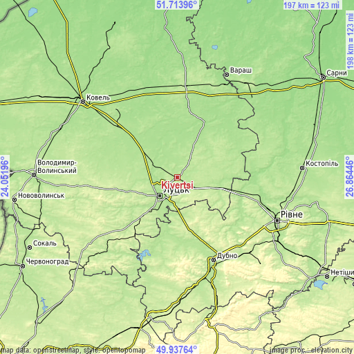 Topographic map of Kivertsi