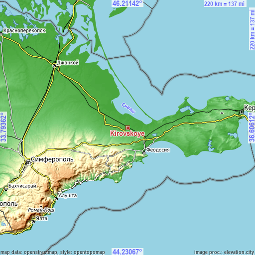 Topographic map of Kirovskoye