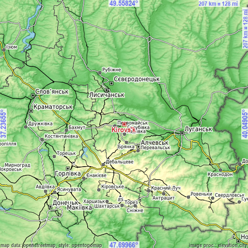 Topographic map of Kirovs’k