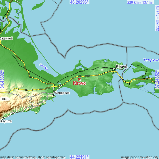 Topographic map of Kirovo