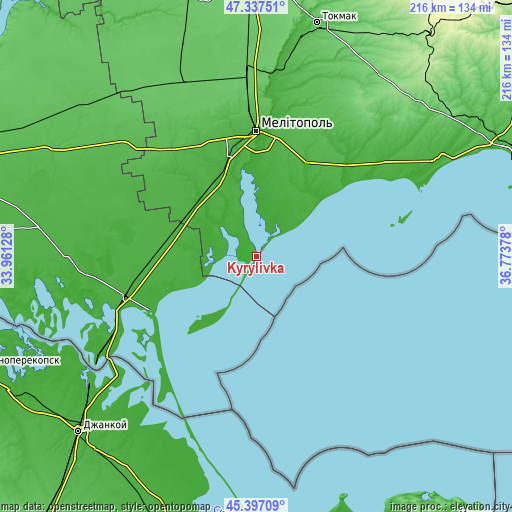 Topographic map of Kyrylivka