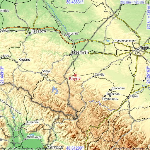 Topographic map of Khyriv