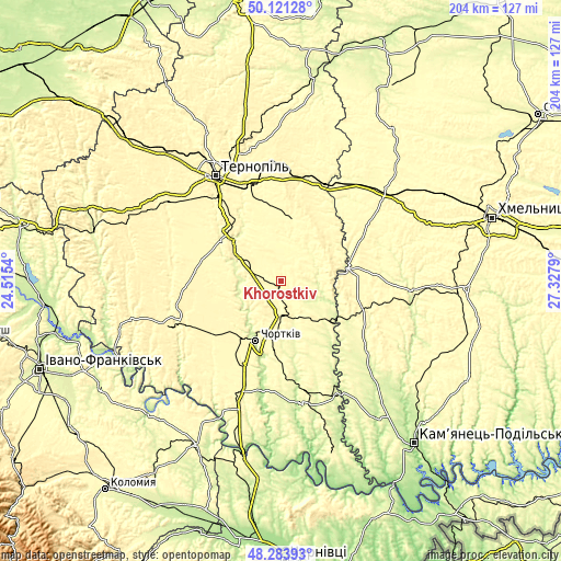 Topographic map of Khorostkiv