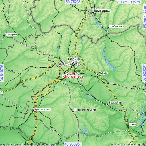 Topographic map of Khorosheve