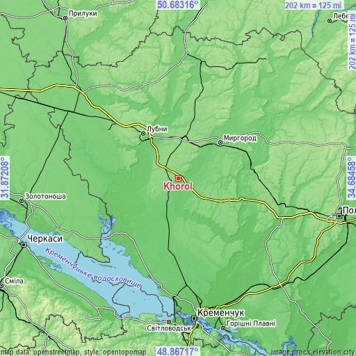 Topographic map of Khorol