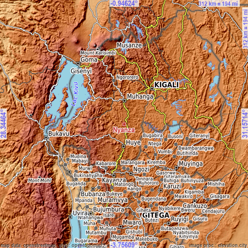 Topographic map of Nyanza