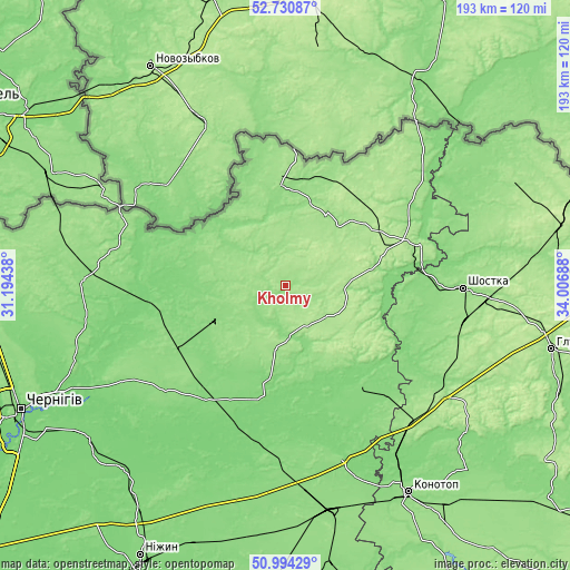 Topographic map of Kholmy