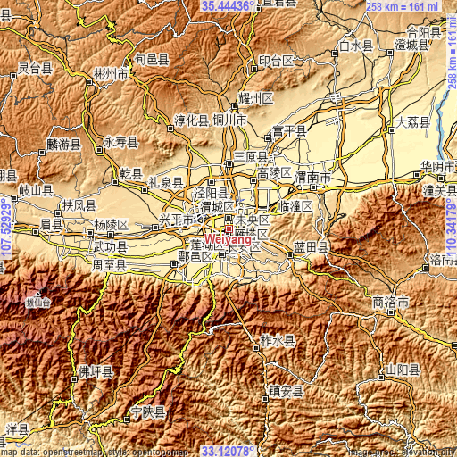 Topographic map of Weiyang