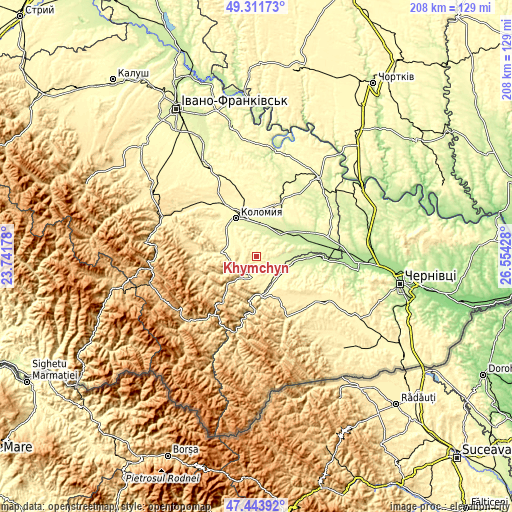 Topographic map of Khymchyn