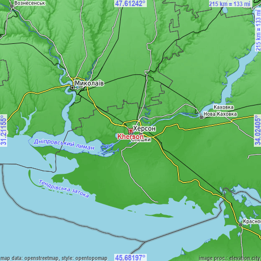 Topographic map of Kherson