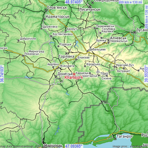 Topographic map of Khartsyz’k