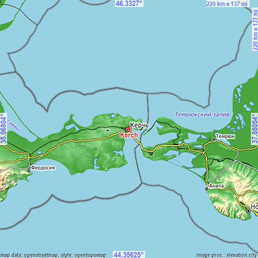 Topographic map of Kerch