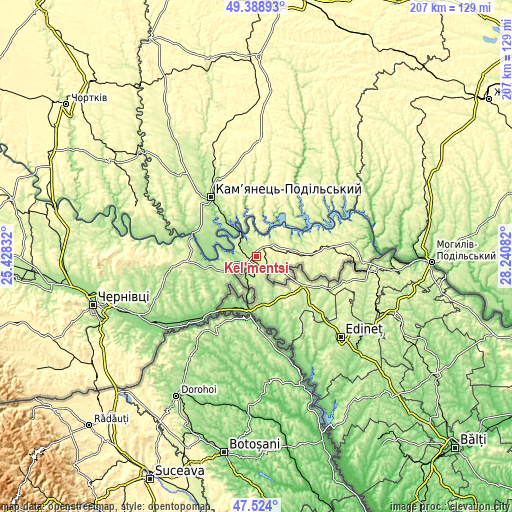 Topographic map of Kel’mentsi