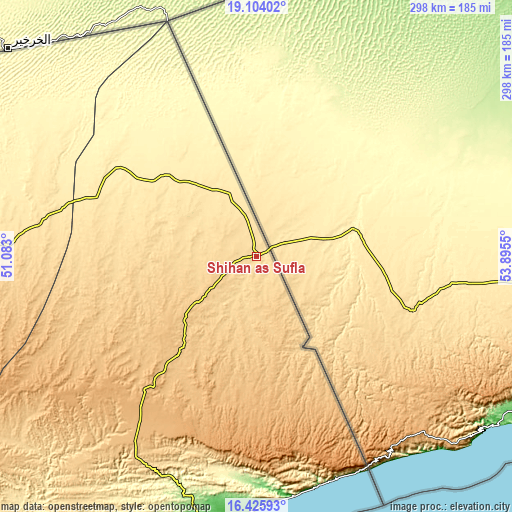 Topographic map of Shiḩan as Suflá