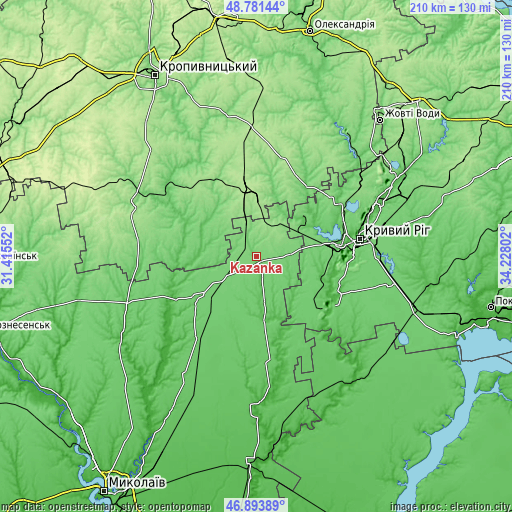 Topographic map of Kazanka