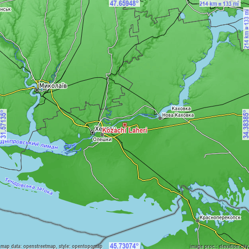 Topographic map of Kozachi Laheri