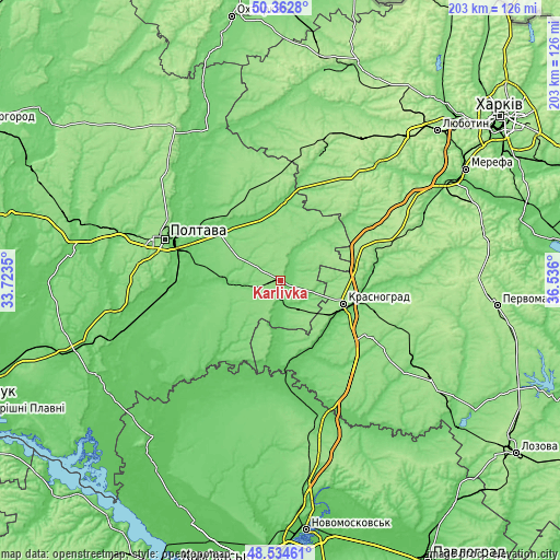 Topographic map of Karlivka