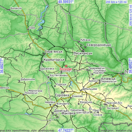 Topographic map of Soledar