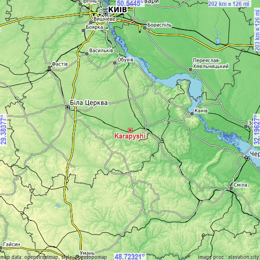 Topographic map of Karapyshi