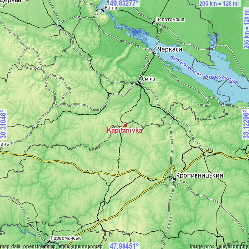 Topographic map of Kapitanivka