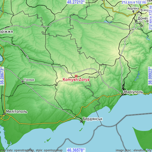 Topographic map of Komysh-Zorya