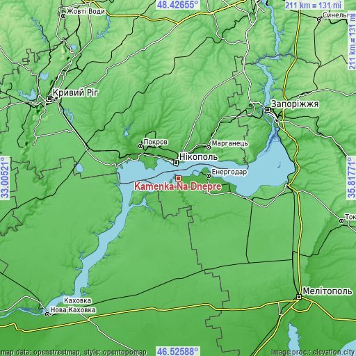 Topographic map of Kamenka-Na-Dnepre