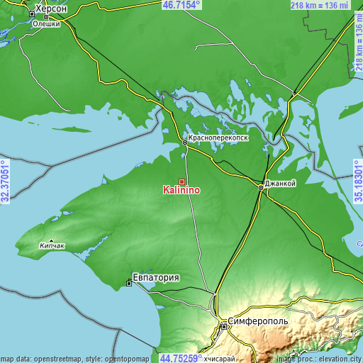 Topographic map of Kalinino