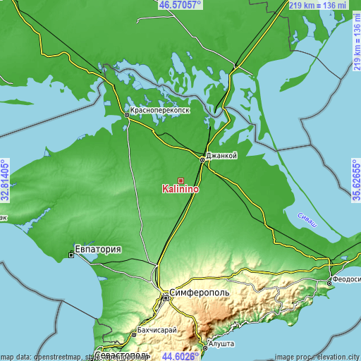 Topographic map of Kalinino