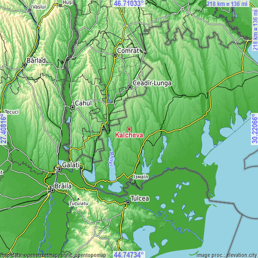 Topographic map of Kalcheva