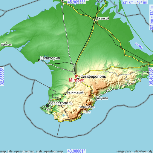 Topographic map of Mirnoye