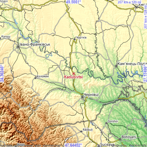 Topographic map of Kadubivtsi