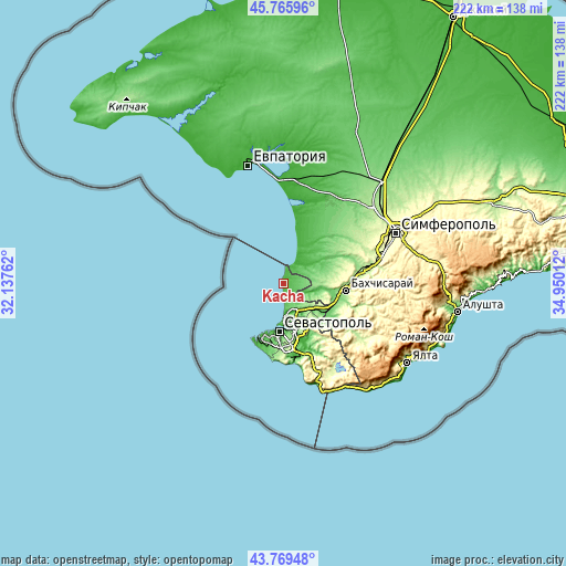 Topographic map of Kacha