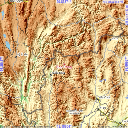 Topographic map of Sop Pong