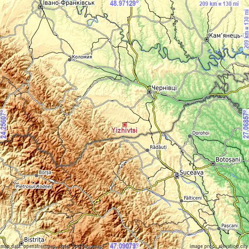 Topographic map of Yizhivtsi