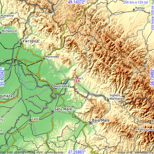 Topographic map of Iza