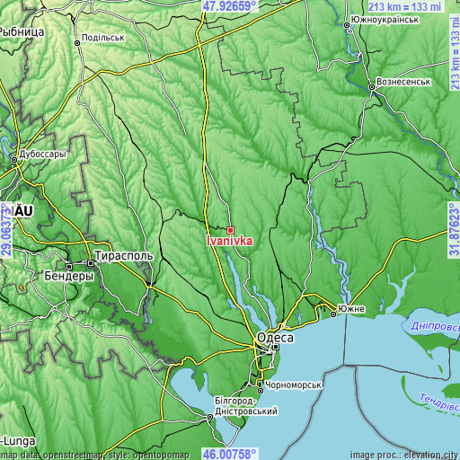 Topographic map of Ivanivka