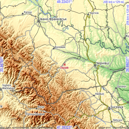 Topographic map of Ispas