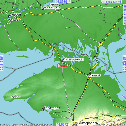 Topographic map of Ishun’