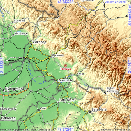 Topographic map of Irshava