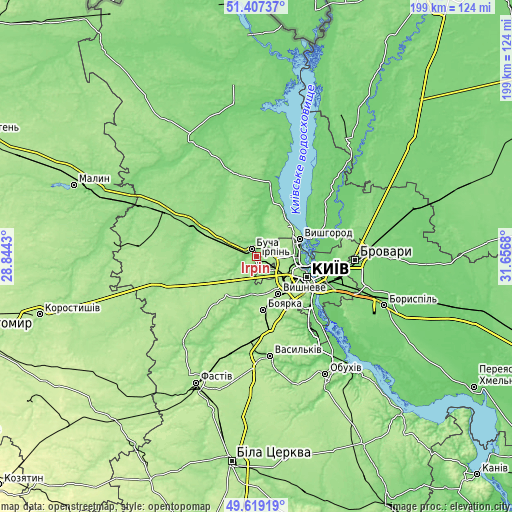 Topographic map of Irpin