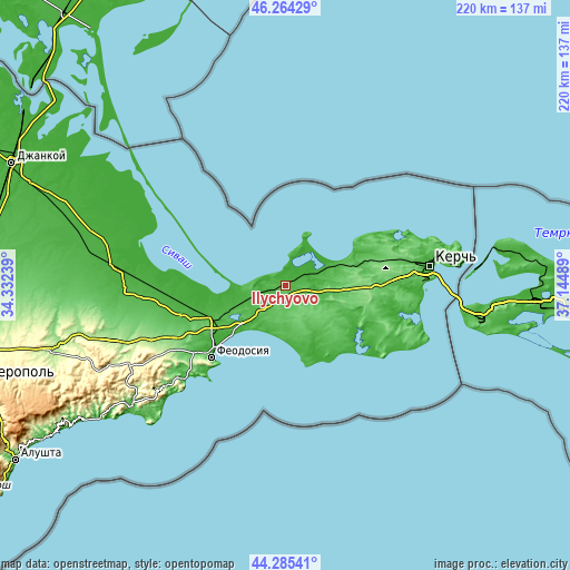 Topographic map of Ilychyovo