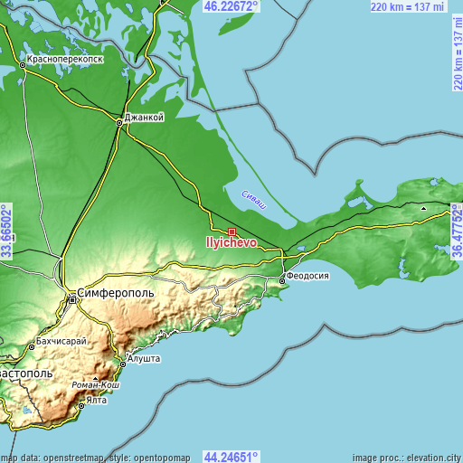 Topographic map of Ilyichevo