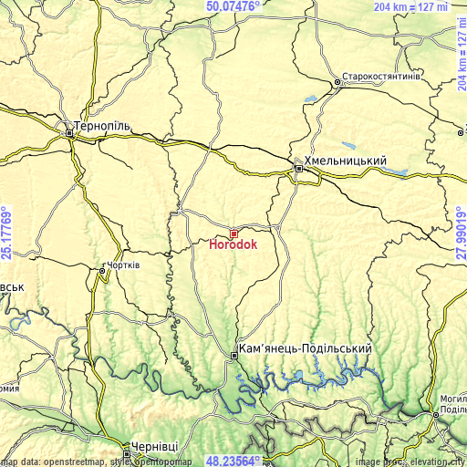 Topographic map of Horodok