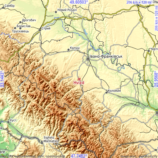 Topographic map of Hvizd