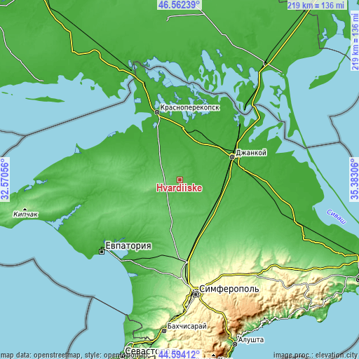 Topographic map of Hvardiiske