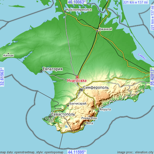 Topographic map of Hvardiiske