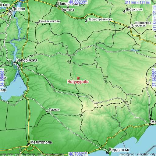 Topographic map of Hulyaypole