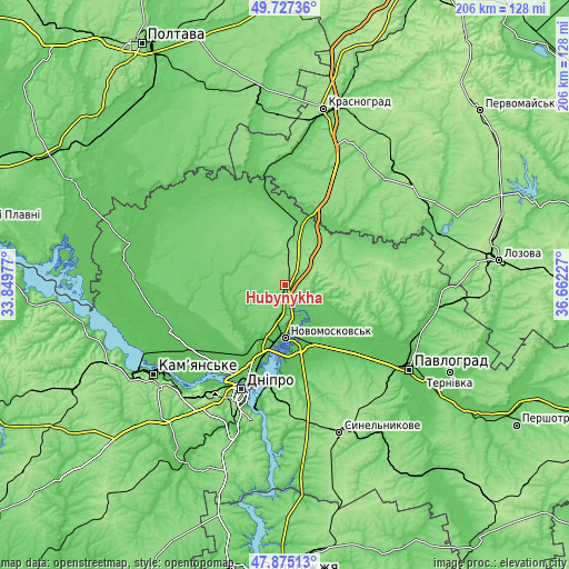 Topographic map of Hubynykha