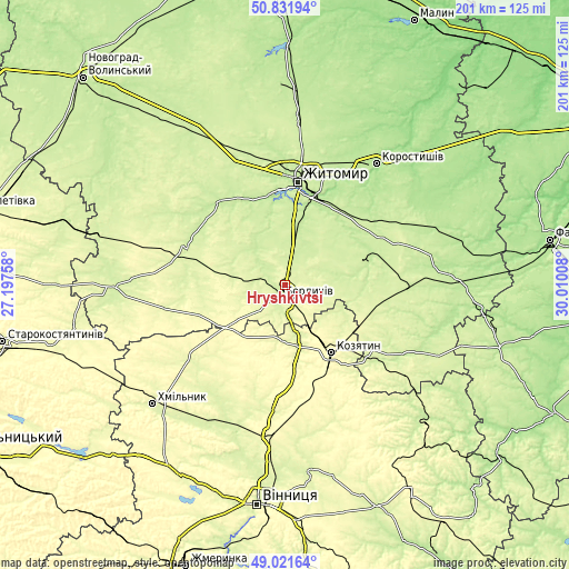 Topographic map of Hryshkivtsi