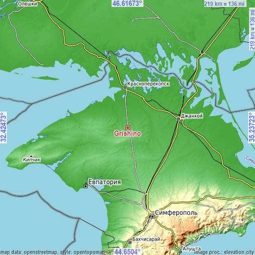 Topographic map of Grishino